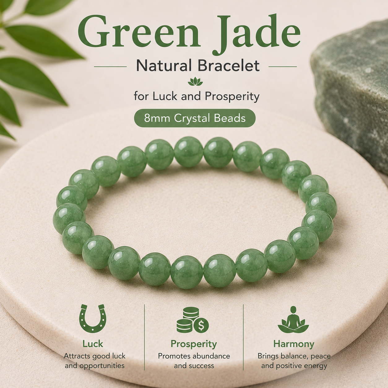 Natural Green Jade Bracelet For Luck And Prosperity