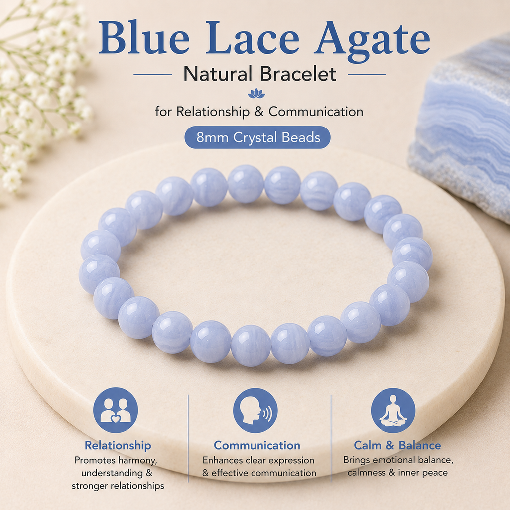 Natural Blue Lace Agate Bracelet For Relationship Communication