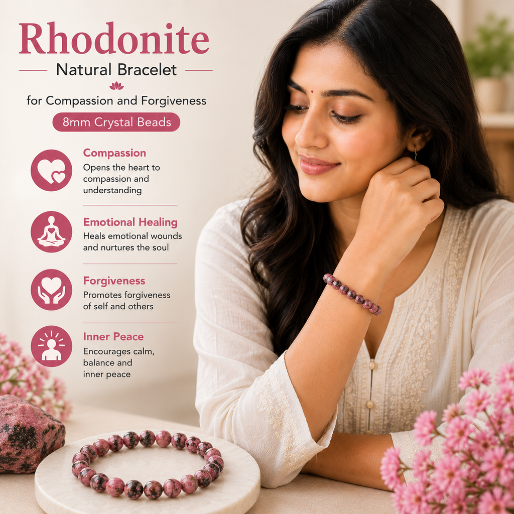 Natural Rhodonite Bracelet For Compassion And Forgiveness