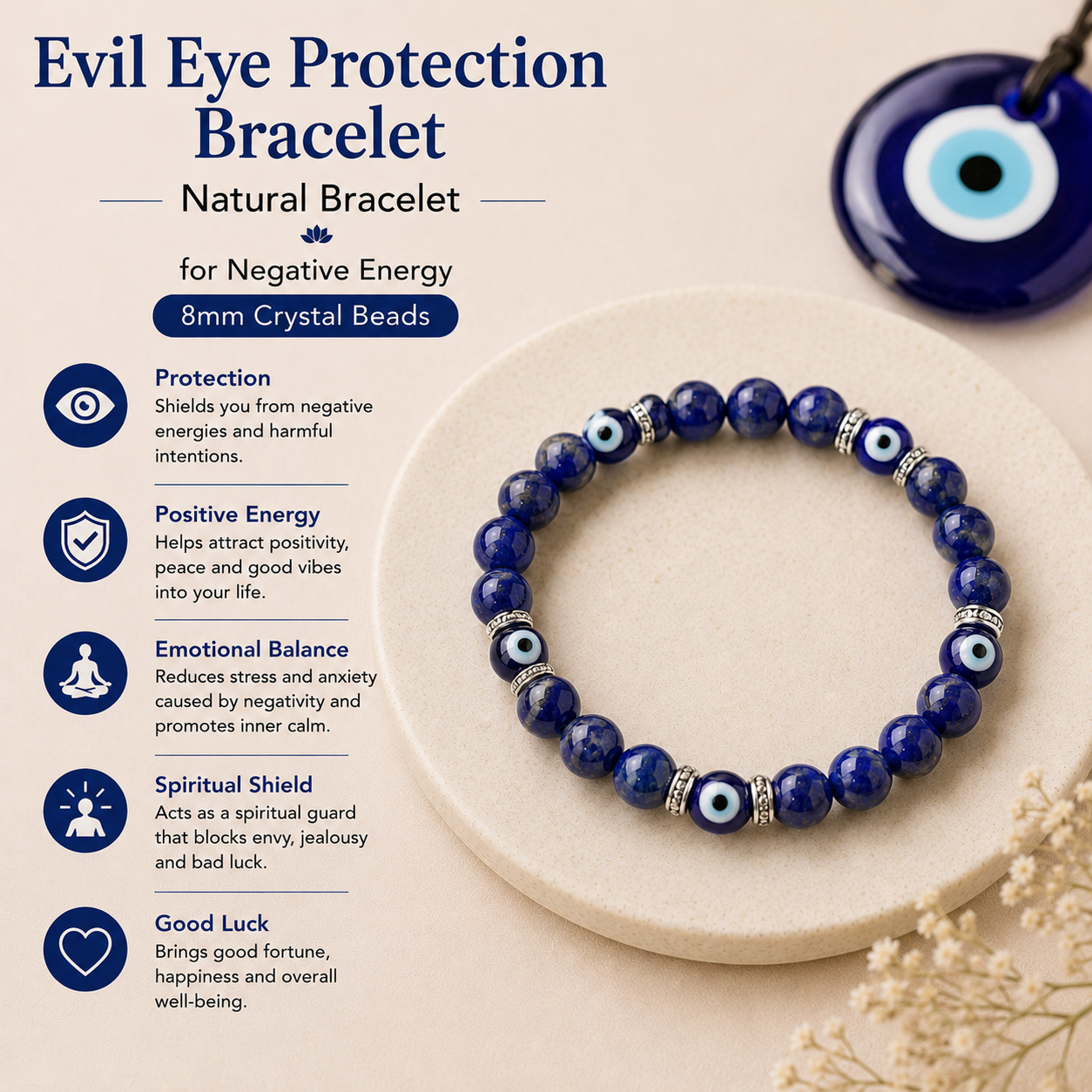 Natural Evil Eye Protection Bracelet For Negative Energy