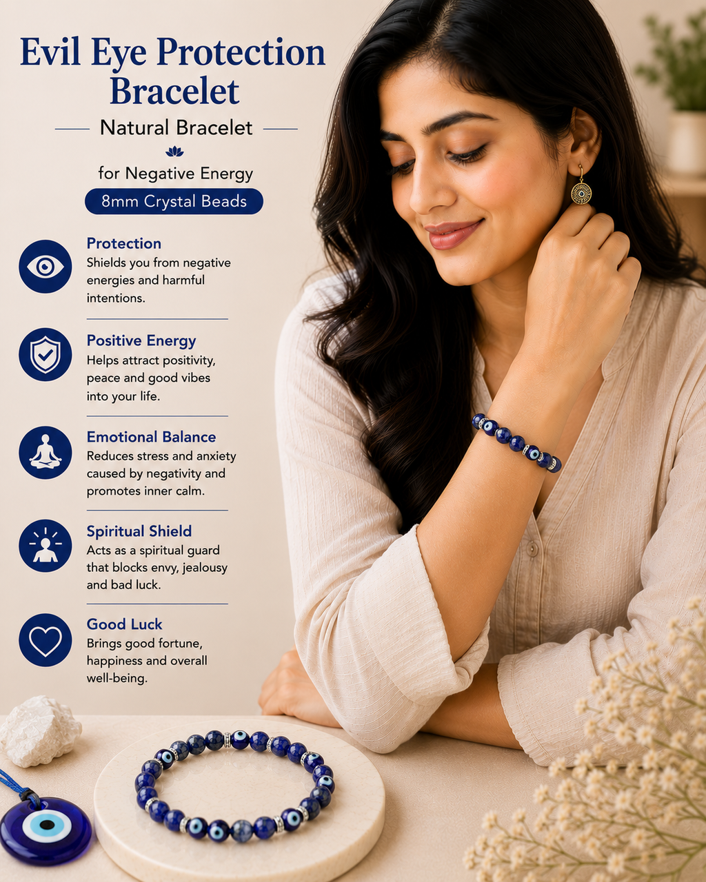 Natural Evil Eye Protection Bracelet For Negative Energy