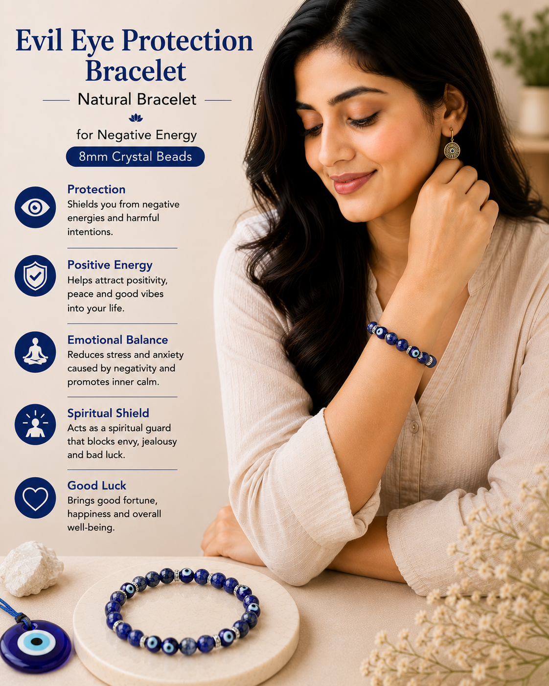 Natural Evil Eye Protection Bracelet For Negative Energy