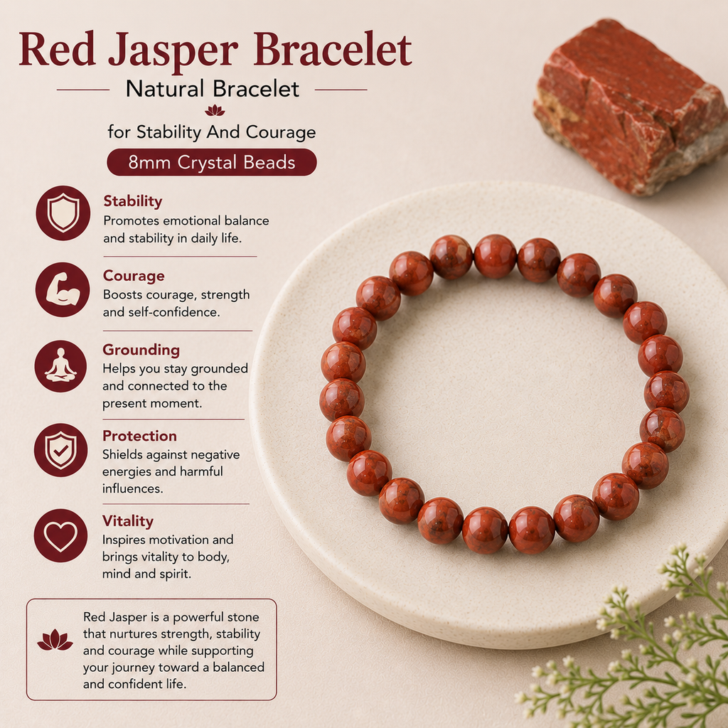 Natural Red Jasper Bracelet For Stability And Courage