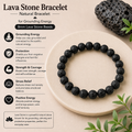 Natural Lava Stone Bracelet For Grounding Energy