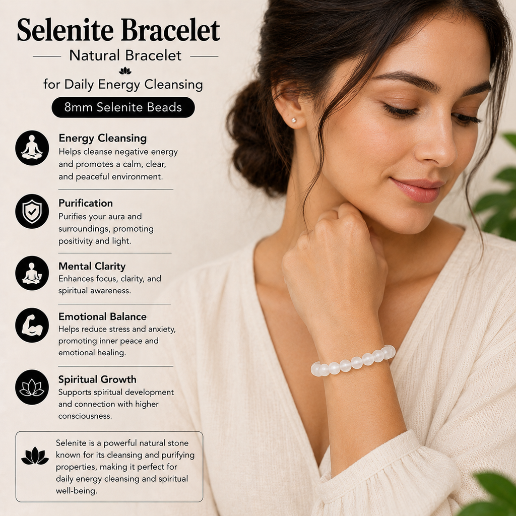 Natural Selenite Bracelet For Daily Energy Cleansing