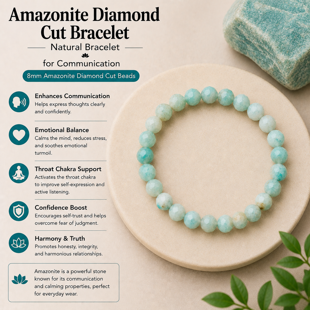 Natural Amazonite Diamond Cut Bracelet for Communication