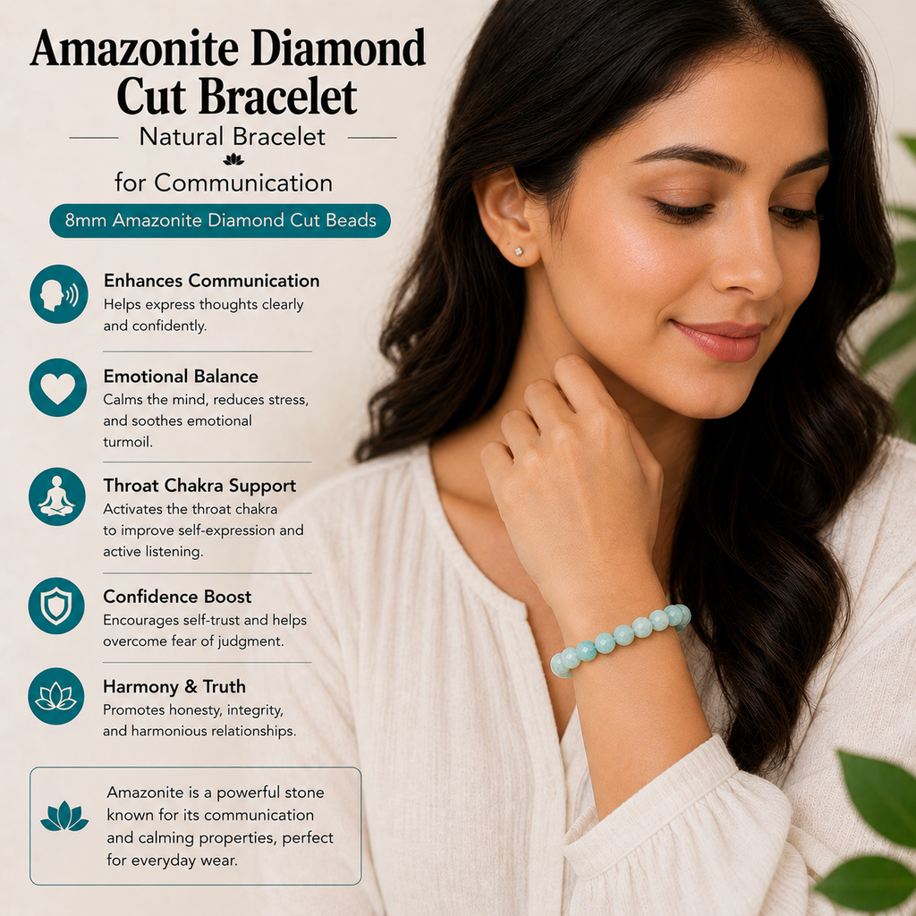 Natural Amazonite Diamond Cut Bracelet for Communication