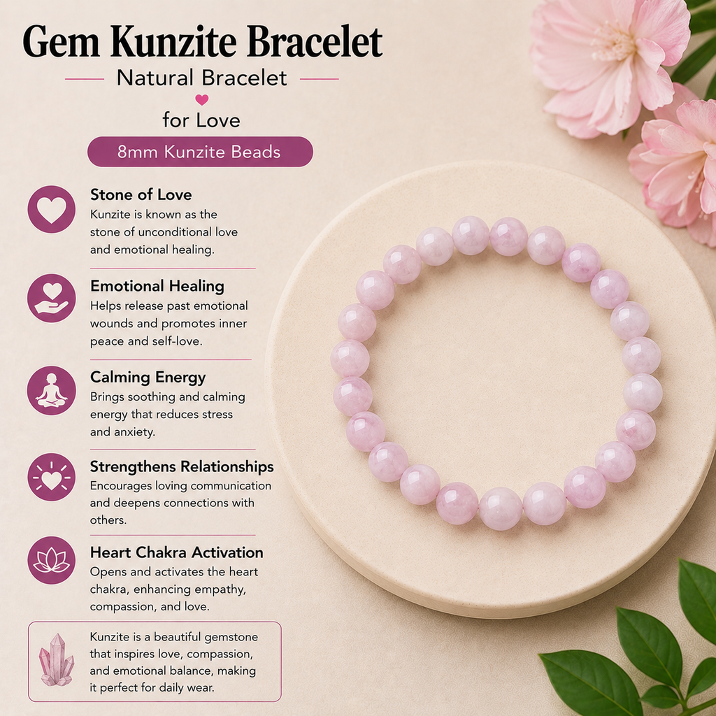 Natural Gem Kunzite Bracelet for Love