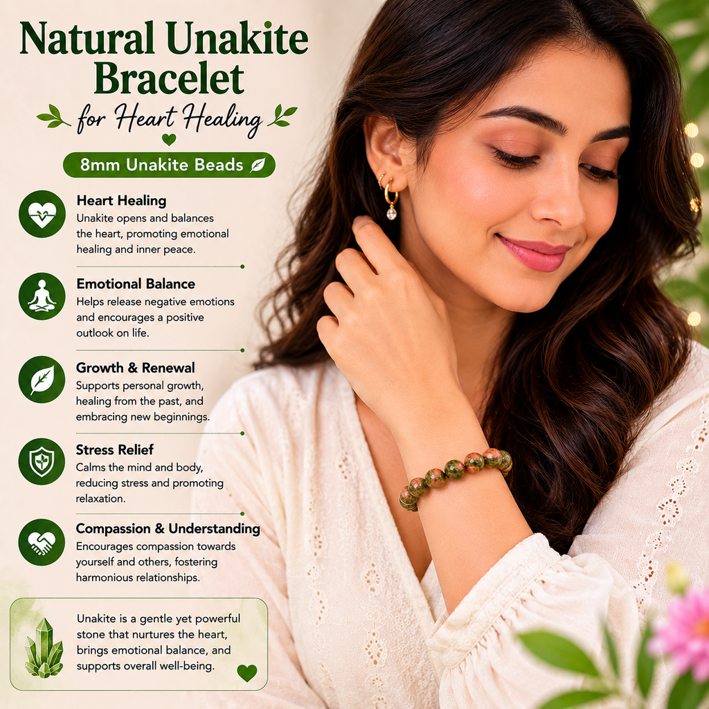 Natural Unakite Bracelet for Heart Healing