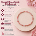 Natural Rhodochrosite Thin Bracelet Self Love Emotional Healing & Joy for Self Love