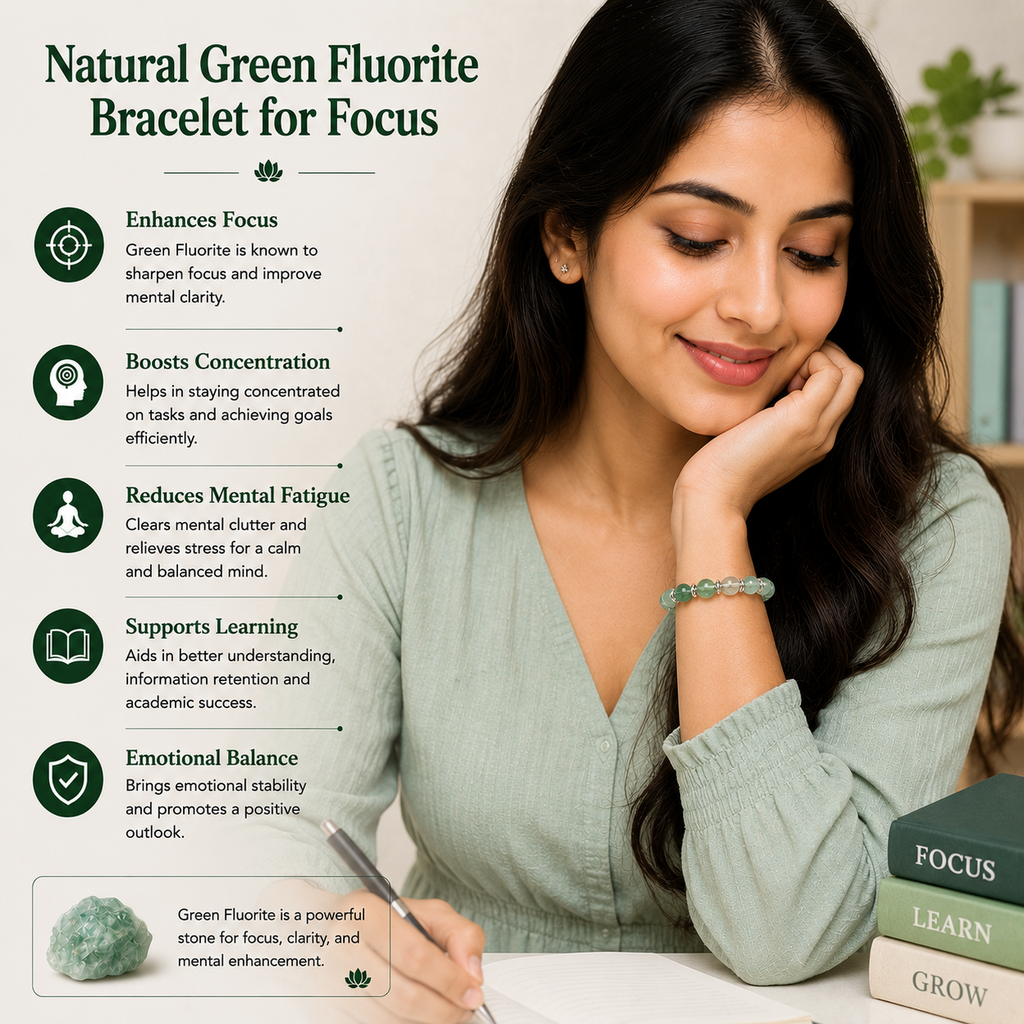 Natural Green Fluorite Bracelet for Focus