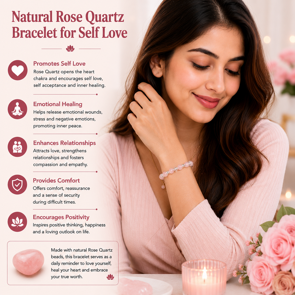 Natural Rose Quartz Bracelet for Self Love