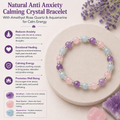 Natural Anti Anxiety Calming Crystal Bracelet With Amethyst Rose Quartz & Aquamarine for Calm Energy