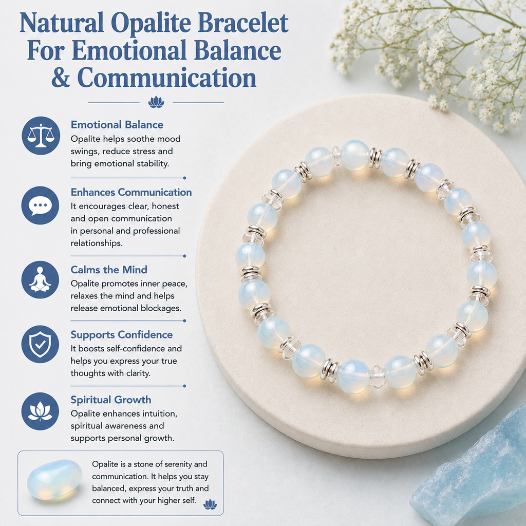Natural Opalite Bracelet For Emotional Balance & Communication