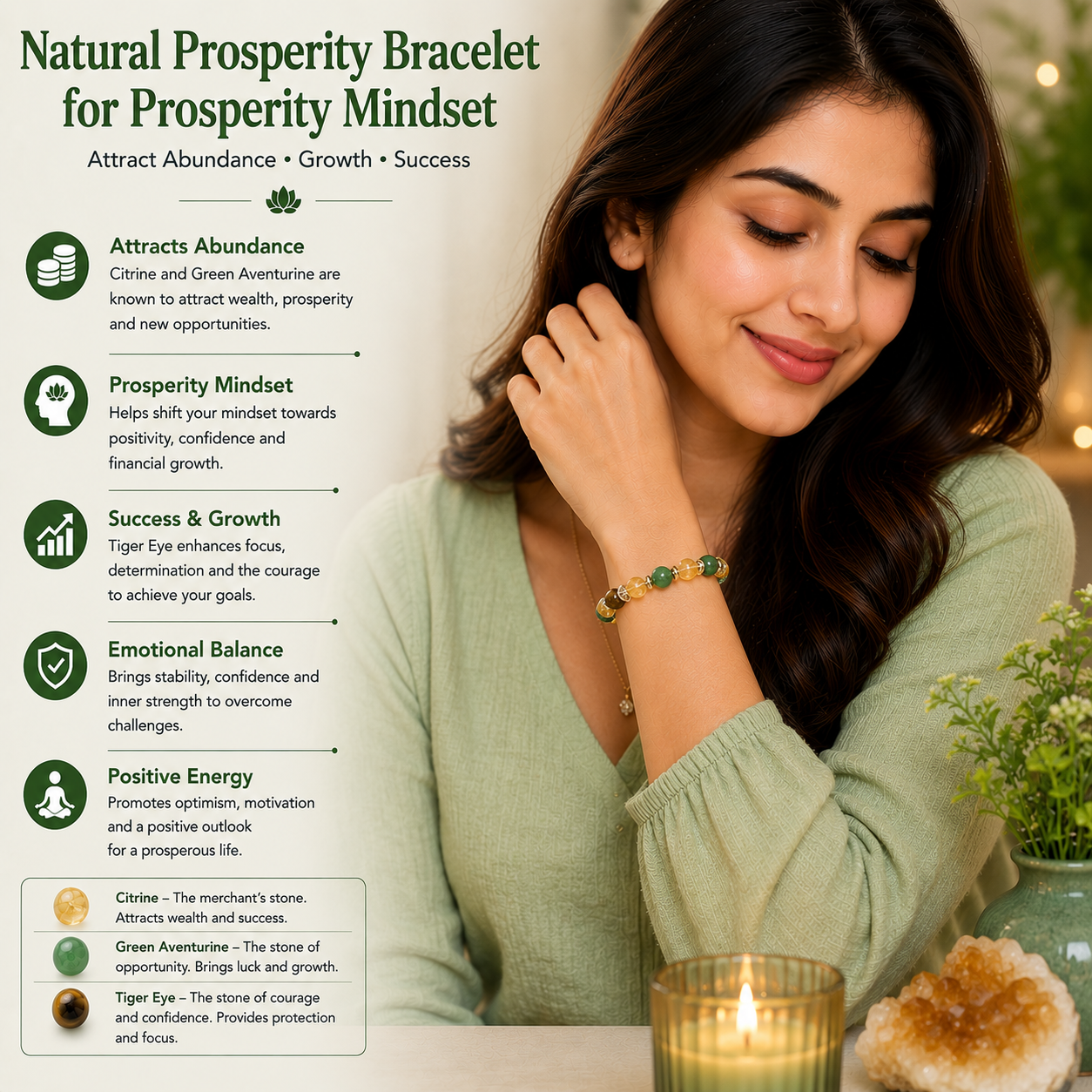 Natural Prosperity Bracelet for Prosperity Mindset