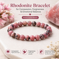 Rhodonite Bracelet for Compassion, Forgiveness & Emotional Balance | 8mm Crystal Beads