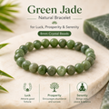 Green Jade Natural Bracelet for Luck, Prosperity & Serenity | 8mm Crystal Beads
