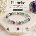 Fluorite Natural Bracelet for Focus, Mental Clarity & Organization | 8mm Crystal Beads