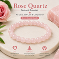 Rose Quartz Bracelet for Love, Self-Care & Compassion | 8mm Crystal Beads