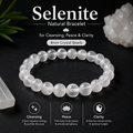 Selenite Bracelet for Cleansing, Peace & Clarity | 8mm Crystal Beads