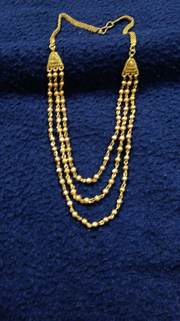 Layered Gold Bead Necklace for Women | Artificial Long Necklace | Traditional Ethnic Jewelry