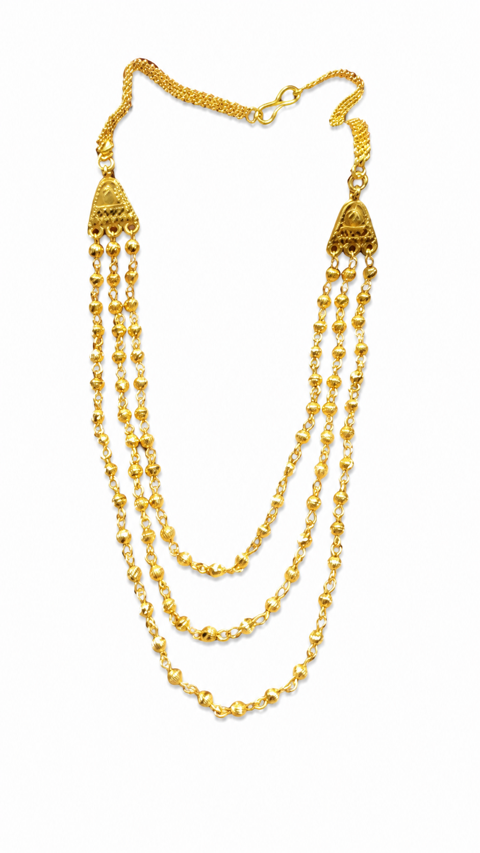 Layered Gold Bead Necklace for Women | Artificial Long Necklace | Traditional Ethnic Jewelry