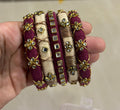 Maroon Handmade Silk Thread Bangles Set for Women | Artificial Bangles with Stone Work | Designer Ethnic Jewelry