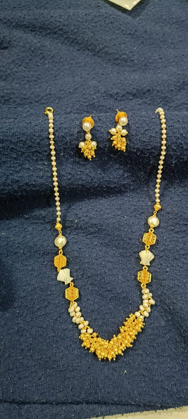Pearl Necklace Set for Women | Artificial Necklace with Earrings | Traditional Gold Tone Jewelry