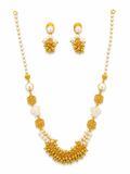 Pearl Necklace Set for Women | Artificial Necklace with Earrings | Traditional Gold Tone Jewelry
