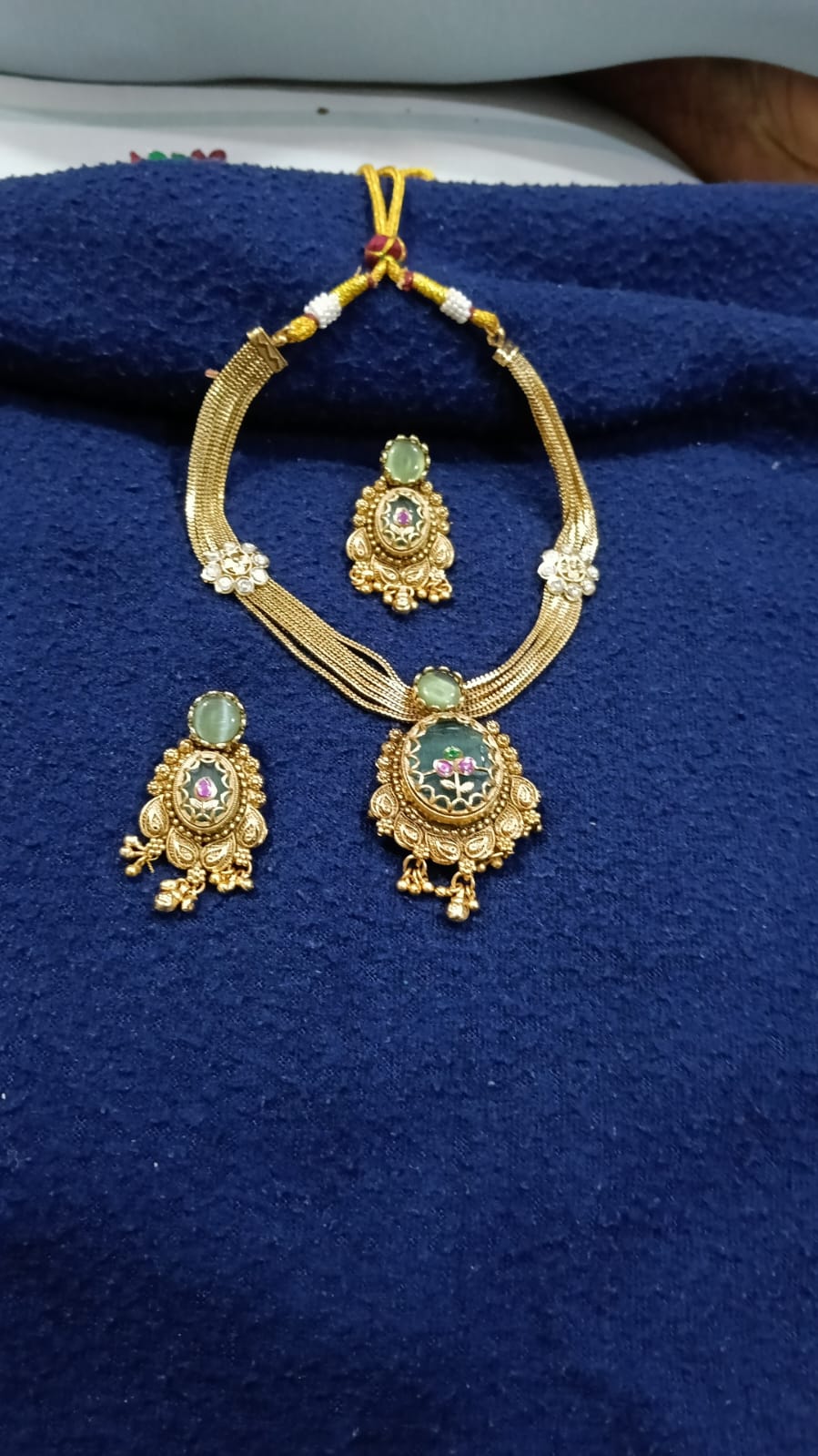 Traditional Floral Necklace Set for Women | Artificial Gold Plated Necklace with Earrings | Designer Ethnic Jewelry