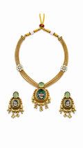 Traditional Floral Necklace Set for Women | Artificial Gold Plated Necklace with Earrings | Designer Ethnic Jewelry