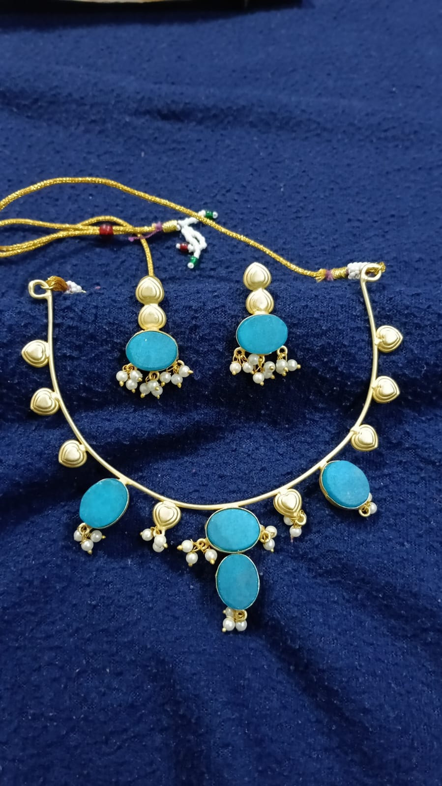 Turquoise Stone Necklace Set for Women | Artificial Necklace with Earrings | Designer Ethnic Jewelry